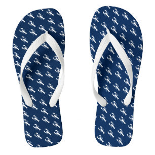 Tongs Homard bleu marine motif blanc