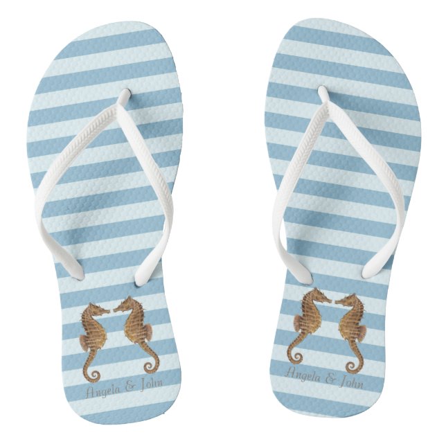 Tongs Horaires Adorables En Amour Sur Bleu Clair (Semelle)
