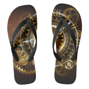 Tongs Horloge Steampunk avec engrenages antiques