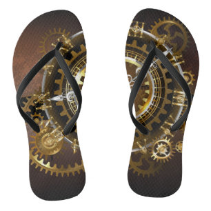 Tongs Horloge Steampunk avec engrenages antiques