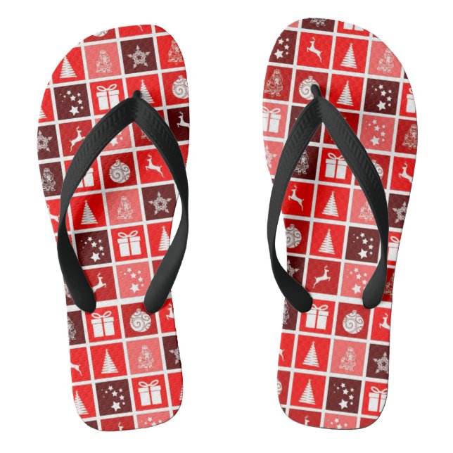 Tongs Icône de Noël Rouge Carré Vacances Art classique (Semelle)