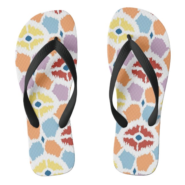 Tongs Ikat coloré de diamants géométrique (Semelle)