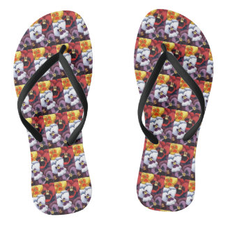 Tongs Image en mosaïque de fleurs de sansy multicolores