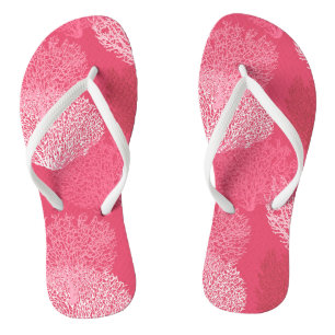Tongs Impression de corail éventail, nuances de rose cor