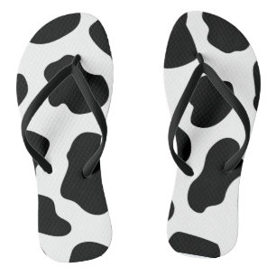 Tongs Impression vache noir blanc