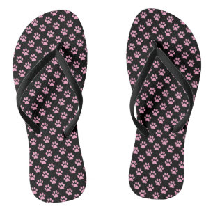 Tongs Imprimés de pattes d'animaux rose Carnation sur fo