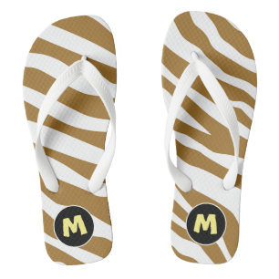 Tongs Initiale Joli poster de animal l Brown et blanc