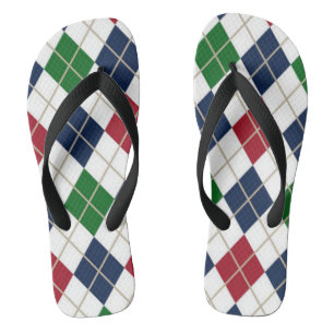 Tongs Jacquard bleu vert rouge blanc