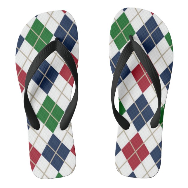 Tongs Jacquard bleu vert rouge blanc (Semelle)