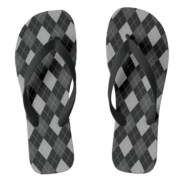 Tongs Jacquard noir et gris (Semelle)