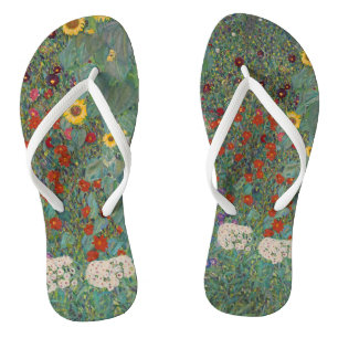 Tongs Jardin agricole Tournesols par Gustav Klimt Peintu