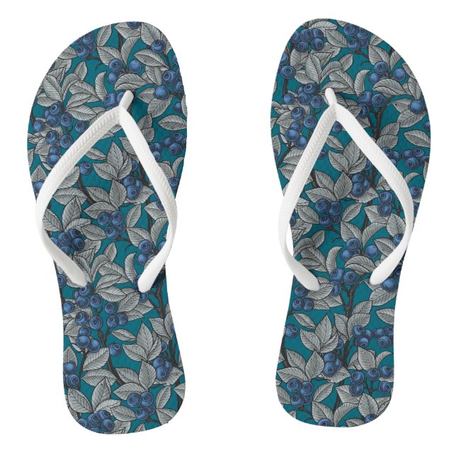 Tongs Jardin aux bleuets, bleu et gris (Semelle)