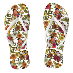 Tongs Jardin d'oiseaux et de fleurs 1