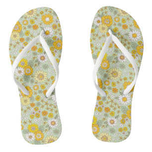 Tongs Jardin Floral Jaune Motif