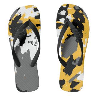 Tongs Jaune noir gris et blanc abstrait