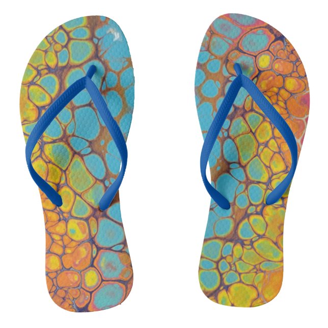 Tongs Jaune Orange Turquoise Matin Glory Peinture Flip F (Semelle)