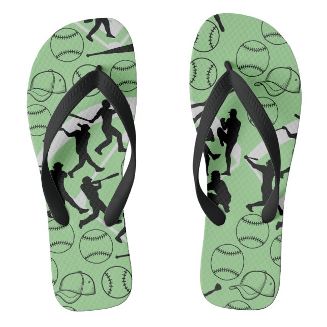 Tongs Jeu de baseball motif.w L Green BG (Semelle)