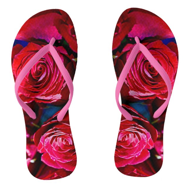 Tongs Joli Ensemble De Roses Rouges (Semelle)