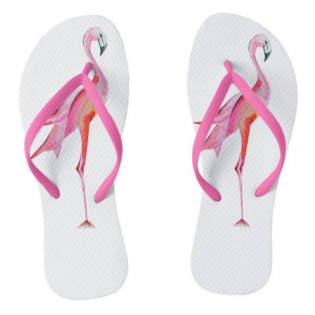 Tongs Joli Flamant rose aquarelle Oiseau tropical (Semelle)