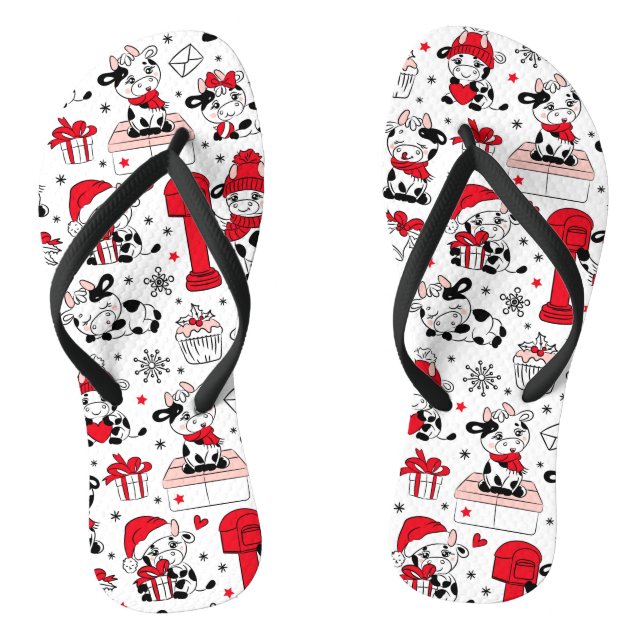 Tongs Joli Noël Vaches de vacances ferme Motif moderne (Semelle)