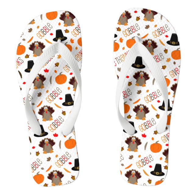 Tongs Joli Thanksgiving Motif Gobble Remercier (Semelle)