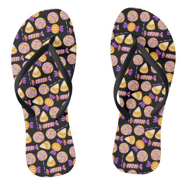 Tongs Jolie Halloween Corn Bonbons Lollipop Noir (Semelle)