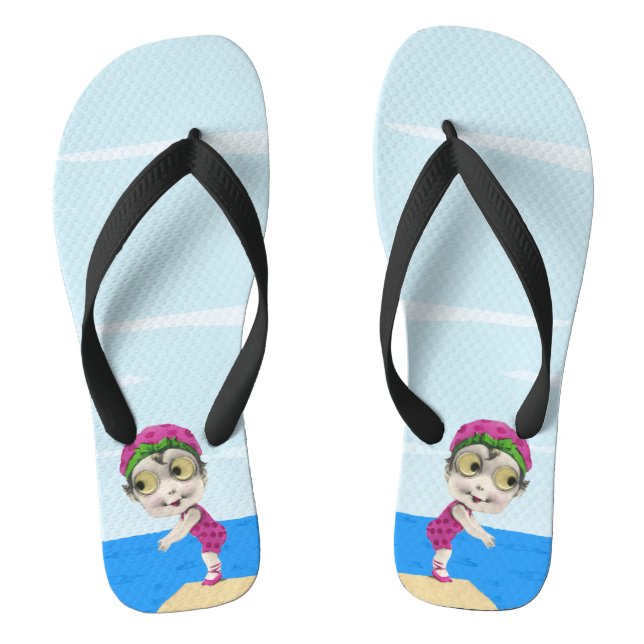 Tongs Jolie Petite Nageuse Yeux Exorbités Rose (Semelle)