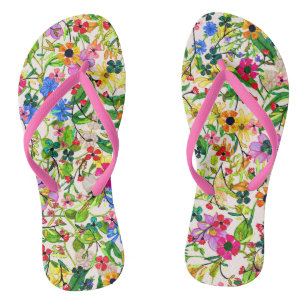 Tongs Jolies fleurs florales printanières colorées