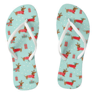 Tongs Jote Dachshund Chien Neige Vacances d'hiver