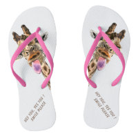 Jouer Tongue Out Giraffe Flip Flops Fun Smile