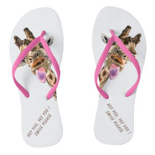 Tongs Jouer Tongue Out Giraffe Flip Flops Fun Smile