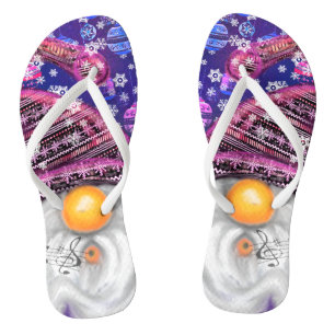 Tongs Joyeux Gnome En Casquette Violet Chante Une Chanso