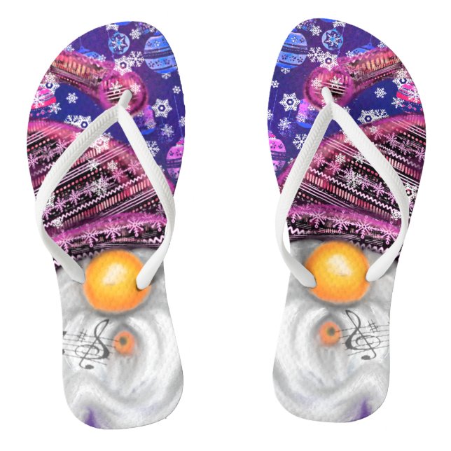 Tongs Joyeux Gnome En Casquette Violet Chante Une Chanso (Semelle)