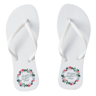 Tongs Joyeux Joyeux Fête des Mères Floral Retourner le
