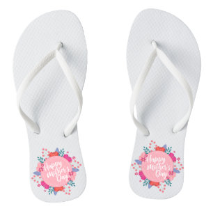 Tongs Joyeux Joyeux Fête des Mères Floral   Retourner le