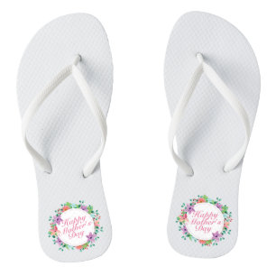 Tongs Joyeux Joyeux Fête des Mères Floral Retourner le