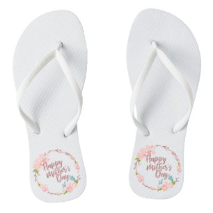 Tongs Joyeux Joyeux Fête des Mères Floral   Retourner le