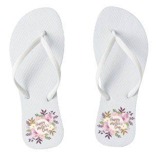 Tongs Joyeux Joyeux Fête des Mères Floral Retourner le