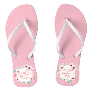 Tongs Joyeux Joyeux Fête des Mères Floral   Retourner le