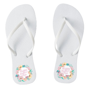 Tongs Joyeux Joyeux Fête des Mères Floral   Retourner le