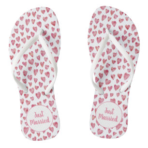 Tongs Juste Marié Aquarelle Coeur Lune de miel