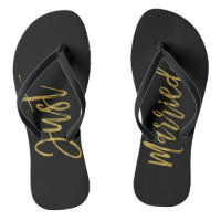 Juste Marié Gold Foil Brides Flip Flops