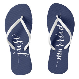 Tongs Juste Marié Marine Bleu Mariage Flip Flops
