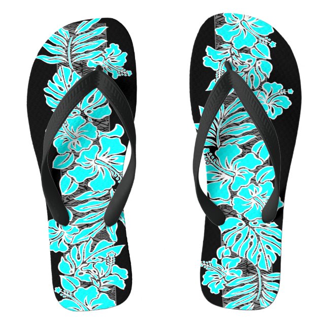 Tongs Kalaheo Hawaïen Hibiscus Tapa Turquoise (Semelle)