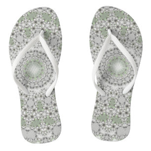 Tongs Kaleidoscope Fractal Mandala - vert gris