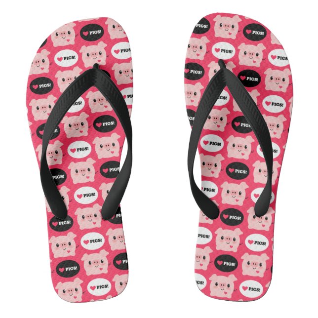 Tongs Kawaii I Love Pigs (Semelle)
