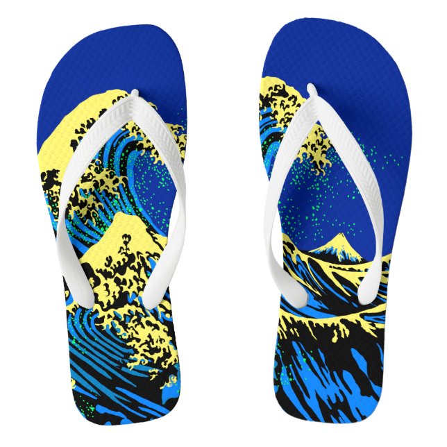 Tongs La Grande vague de Hokusai dans le style pop art (Semelle)