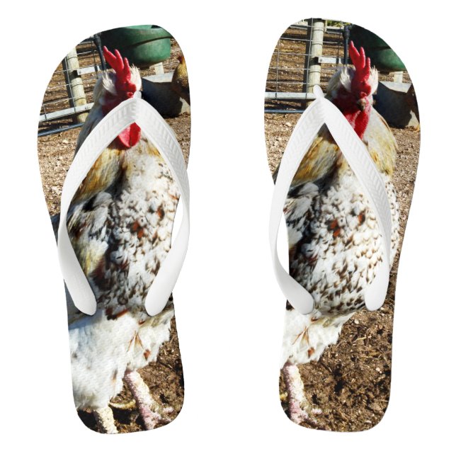 Tongs **"La Majesté tachetée : le coq de ferme moucheté" (Semelle)