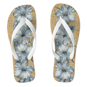 Tongs Lanai en détresse Hawaïen Hibiscus - Bleu
