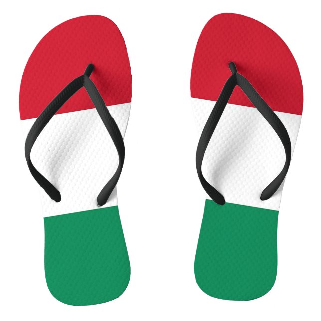Tongs Lanières minces adultes avec drapeau de la Hongrie (Semelle)